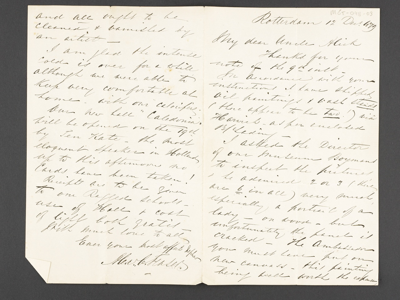 Brief van Alexander Fraser vanuit Rotterdam aan zijn oom Alick in Engeland, 12 december 1879, Alexander Fraser