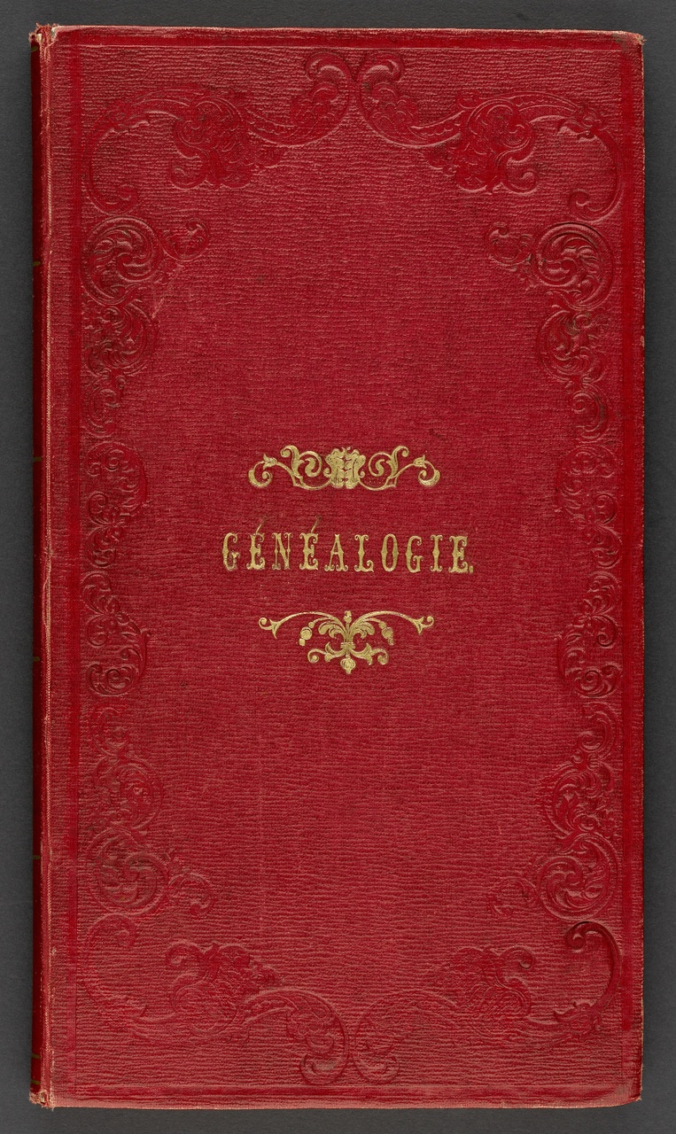 Généalogie, rode album met genealogische gegevens over de familie van Citters, met losse brieven erin, Julia Hermina van Citters