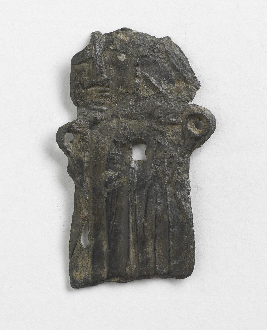 Fragment van pelgrimsinsigne St.Adrianus (vermoedelijk), stort van het Geere-gebied