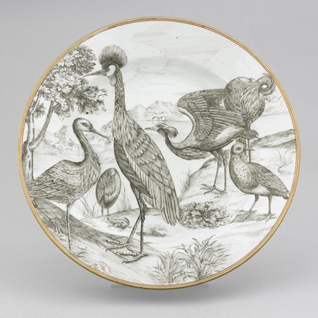 Bord met afbeelding van vogels in encre de Chine