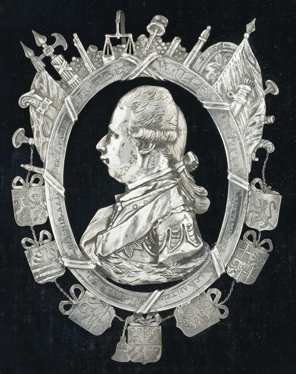 Zilveren plaquette met portret van Prins Willem de Vijfde (1748-1806), Cornelis Tevel